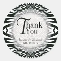 Black+White Tribal Zebra Modern Thank You Sticker