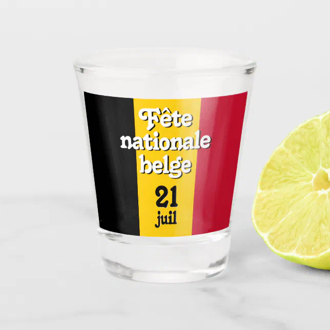 French Fête nationale belge Belgian Flag Shot Glass