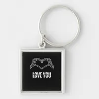 To Death Skeleton Heart Hands Classic Look Keychain