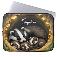 Cute  Badger Family Personalized Laptop Sleeve