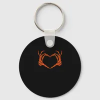 Skeleton Hand Heart Sign Costume Halloween Design Keychain