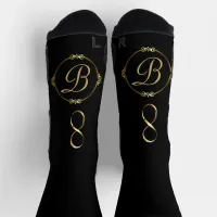 Monogram in gold with infinity circle on Gray | Socks