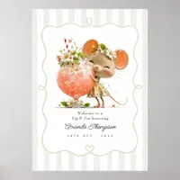 Cottagecore Mouse Sip & See Baby Shower Welcome Poster