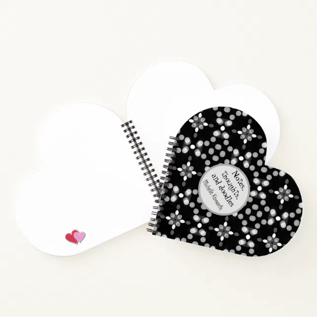 Abstract Monochrome Bokeh Dots Pattern Heartshaped Notebook