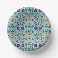 Pretty Folk Art Flowers Pattern Paper Bowls