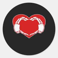 Heart Skeleton Hands Gothic Valentine Red Classic Classic Round Sticker
