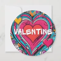 Street Art Graffiti Colorful Love Hearts Valentine Holiday Card