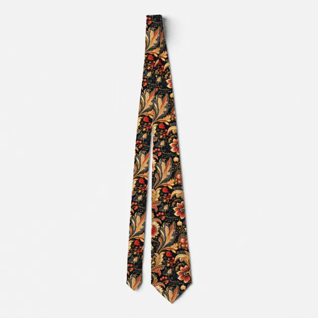 Medieval Vintage Floral  Art Neck Tie