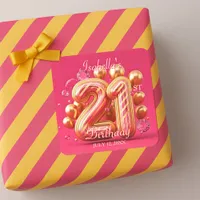 Luxurious Chic Gold and Pink 21st Birthday Square Sticker