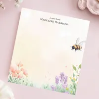 Honey Bee Floral Garden Personalized Name Notepad