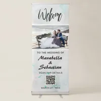 *~* QR Code Floral Azalea Wedding Welcome Minimal  Retractable Banner