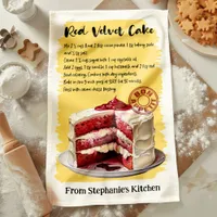 Red Velvet Cake Recipe Personalized Kitchen Towel