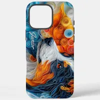 Colorful Australian Shepherd Portrait iPhone 16 Pro Max Case