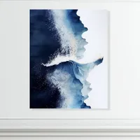 Coastal Blue Abstract Ocean Waves Acrylic Photo Tile