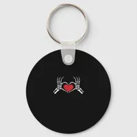 Kids Skeleton Hand Heart Valentines Day Cool Class Keychain