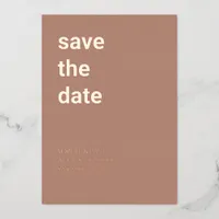 Simple Mocha Save the Date Rose Gold Foil Invitation