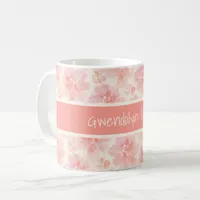 Abstract Floral Watercolor Pattern Peach and Pink Coffee Mug