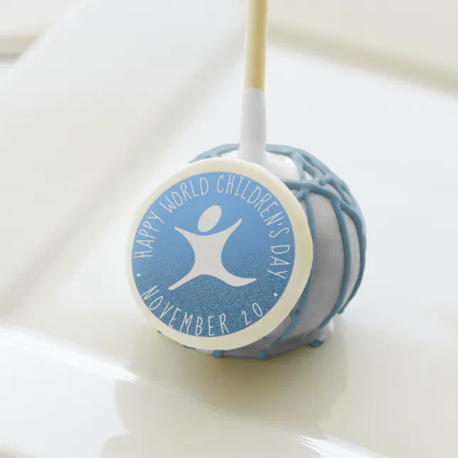 Happy World Children's Day Blue Glitter Cake Pops