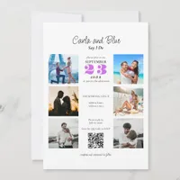 Chic Instagram Photo Collage RSVP QR Code Wedding Invitation