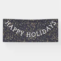 Happy Holidays Gold Stars Navy Blue Christmas Banner