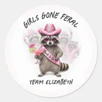 Girls Gone Feral Team Bride Disco Bachelorette Classic Round Sticker