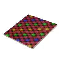 Gingham Check Multicolored Pattern Ceramic Tile