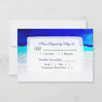 Ocean Water Blue Beachy Wedding RSVP card