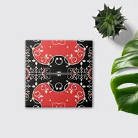 Red Black and White Classic Elegant Leafy Ornate Ceramic Tile