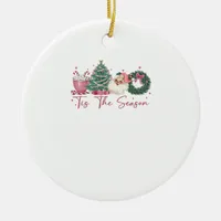 Tis The Season Merry Christmas Cute Xmas Coffee Ch Ceramic Ornament