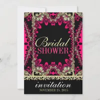 Bold Pink Gold Elegant Bridal Shower Invitation