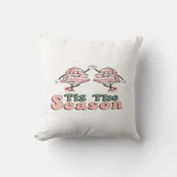 Tis The Season Retro Groovy Christmas Vintage Chri Throw Pillow