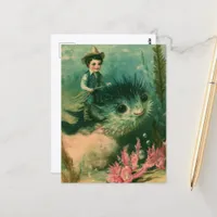 Cute Pufferfish Cowboy  Postcard