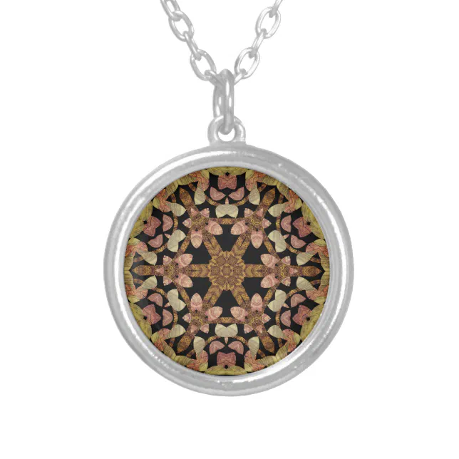 Kaleidoscope wood - Wood kaleidoscope Silver Plated Necklace