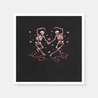 Skeletons Holding Hands Heart Valentines Day Desig Napkins