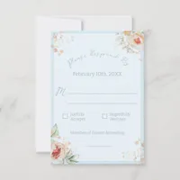 Elegant Blue Spring Floral Botanical Wedding RSVP 