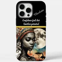 Enchanting woman with wolf under moon iPhone 16 pro max case