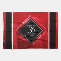 Elegant 36th Rose Wedding Anniversary Celebration Kitchen Towel