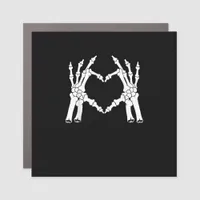 Halloween Skeleton Heart Hand Minimal Look Car Magnet