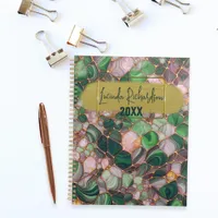 Stylish Elegant Gold Emerald Green Mosaic Yearly Planner