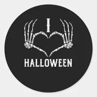 Halloween Skeleton Hands Heart Cute Women Girls Ki Classic Round Sticker