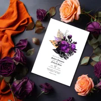 Black, Purple and Orange Shabby Floral Wedding Invitation