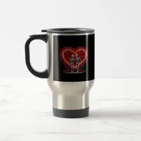 Skeleton Couple Holding Hands Inside A Heart Of Ro Travel Mug