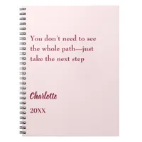 Blush pink inspirational goal quote notebook