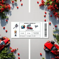 Race Car Ticket Birthday Party Invitation