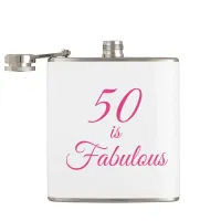 Pink "50 is Fabulous"  Flask