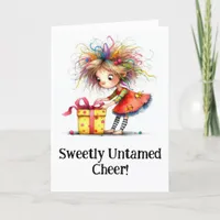 * 7 Colorful Whimsical Christmas Girl  Gift AP97 Thank You Card
