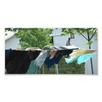 Kalona, Iowa Clothes Line and Putting Up Hay Photo Print