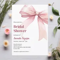 Pink bow elegant Bridal Shower Invitation