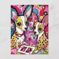 Chihuahua Dogs Colorful Collage Postcard