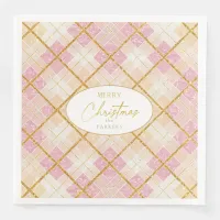 Pink Gold Christmas Pattern#28 ID1009 Paper Dinner Napkins